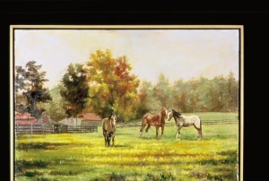 Horses in a Pasture, 35" x 40" oil on linen