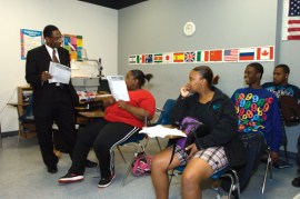 Students and teacher at EDGE school in Durham, NC