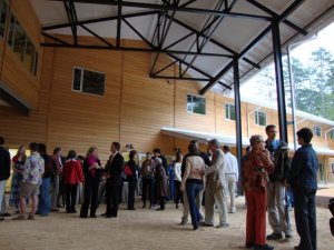 On the breezeway during the dedication ceremony October 12.