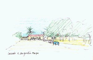 San Augustine Plaza, sketch by Frank Harmon